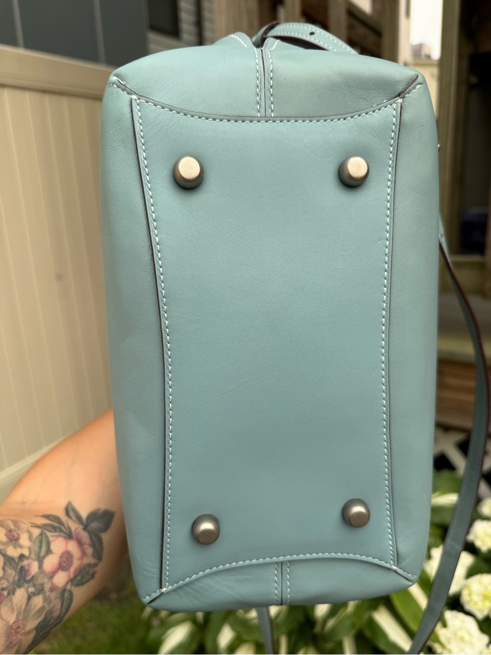 Coach Dakotah Crossbody Satchel Blue Snake 1941 Glovetanned Leather - Picture 7 of 16